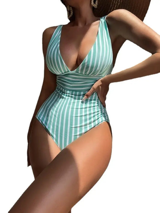 One-piece Swimsuit Gorgeous Stripes Swimsuit Women's Multi-color Bikini Ocean Vault