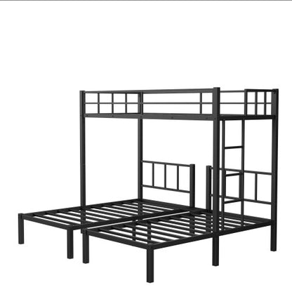 Twin Over Twin Twin Bunk Beds For 3, Twin XL Over Twin Twin Bunk Bed Metal Triple Bunk Bed, Black