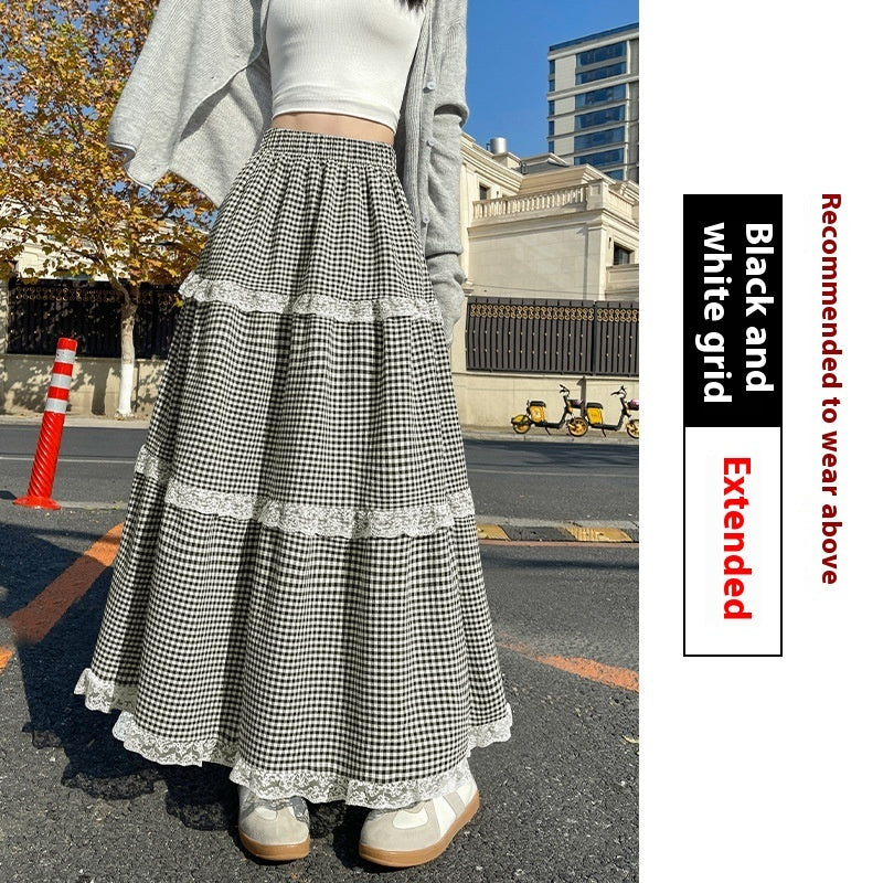High Waist Slimming A- Line Large Skirt Half-length