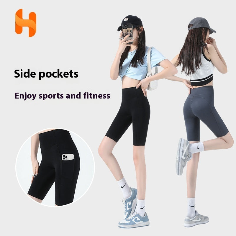 Sports Fitness Belly Contracting Hip Lifting Cycling Pants Yoga