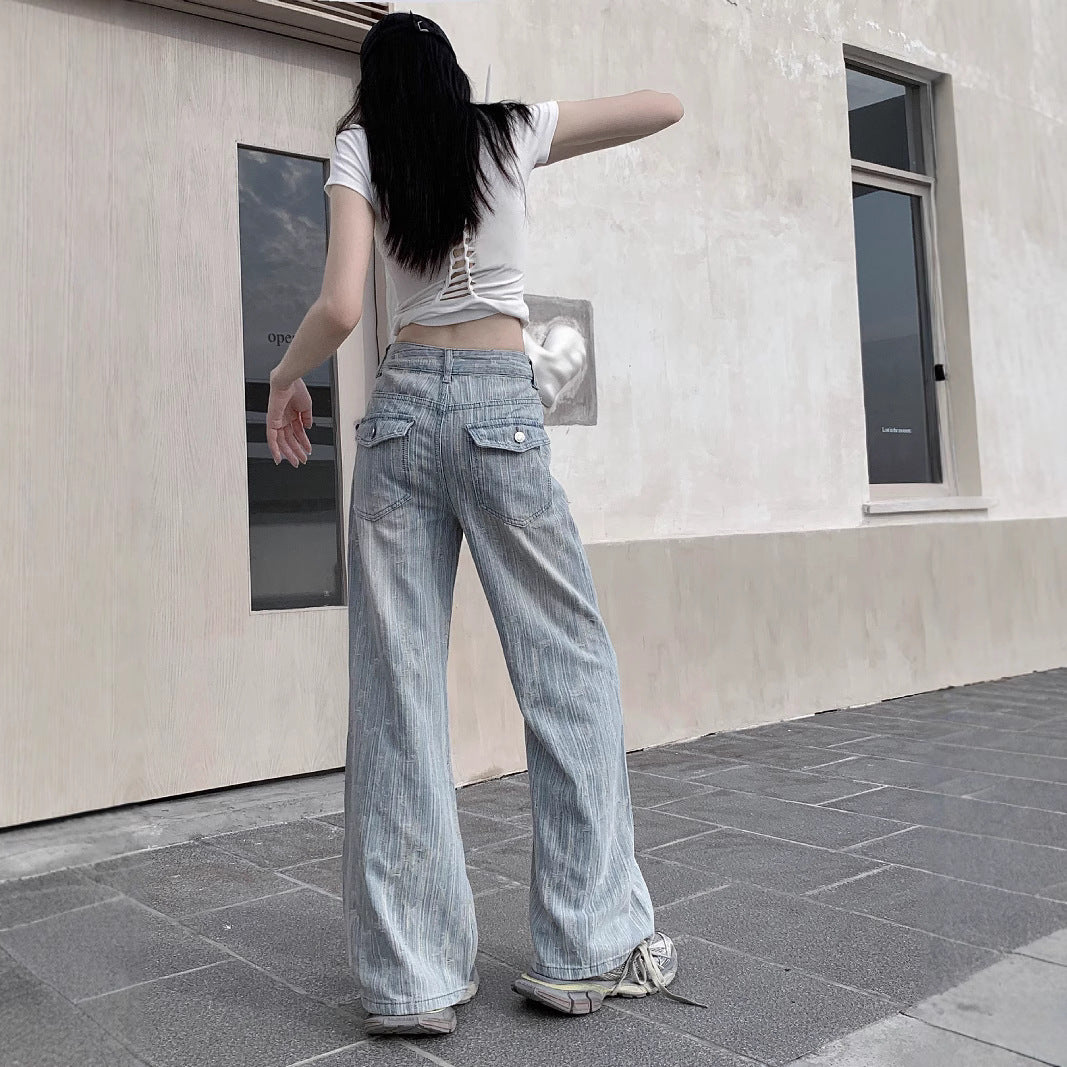 New Loose Slimming Light-colored High Waist Bootcut Jeans For Women