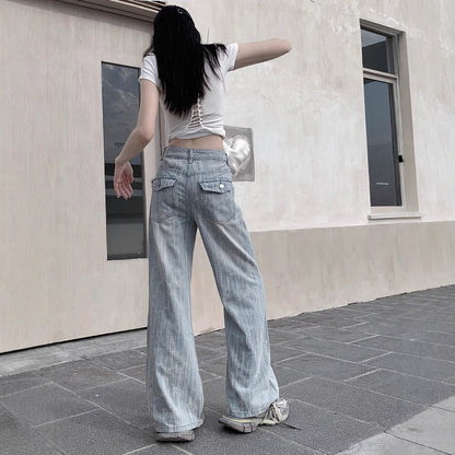 New Loose Slimming Light-colored High Waist Bootcut Jeans For Women