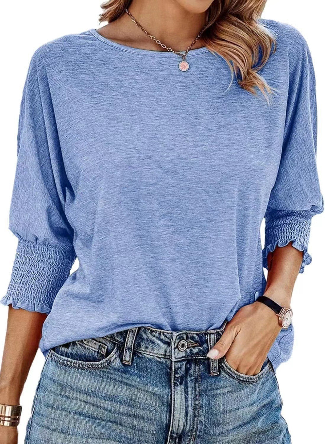 Summer New Product Fashionable Loose Round Neck Cufflinks Embroidered Long Edition Women's Large Shirt