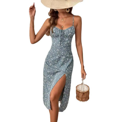 Fashion Women's Wear Backless Slit Dress - Ocean Vault