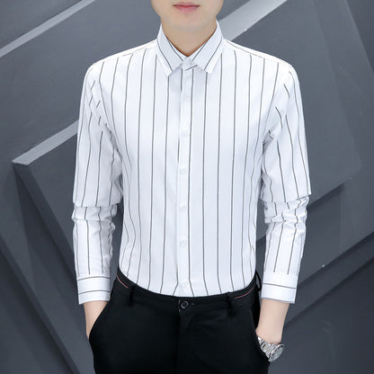 Summer Men's Casual Long-sleeved Striped Shirt