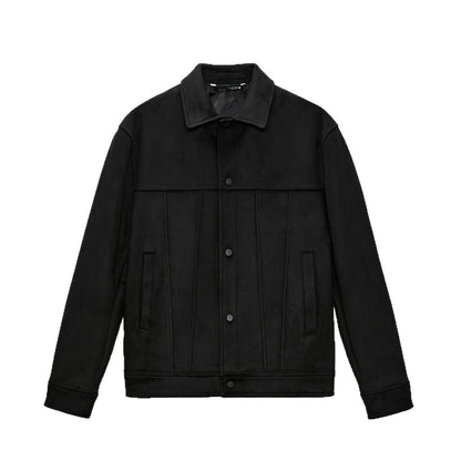 Men's Solid Color Suede Collar Jacket