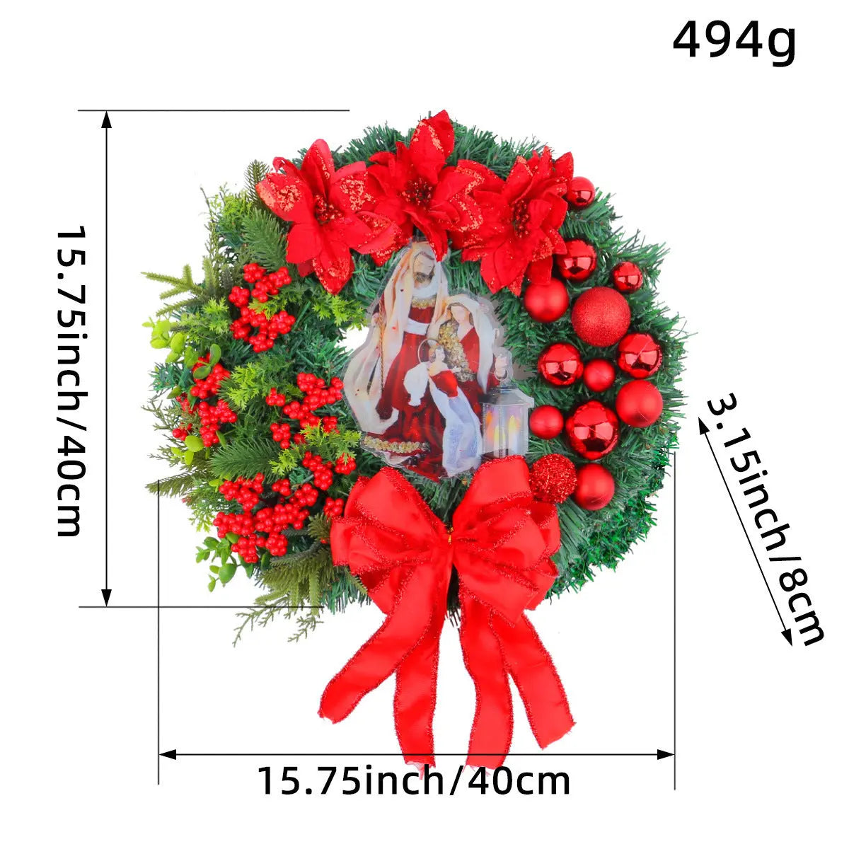 Christmas Light Wreath Door And Window Decoration Vine Ring - Ocean Vault