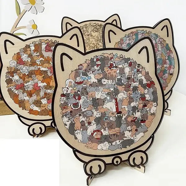 Morandi Cat-shaped Wooden Puzzle - Ocean Vault