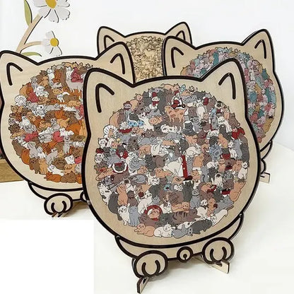 Morandi Cat-shaped Wooden Puzzle - Ocean Vault